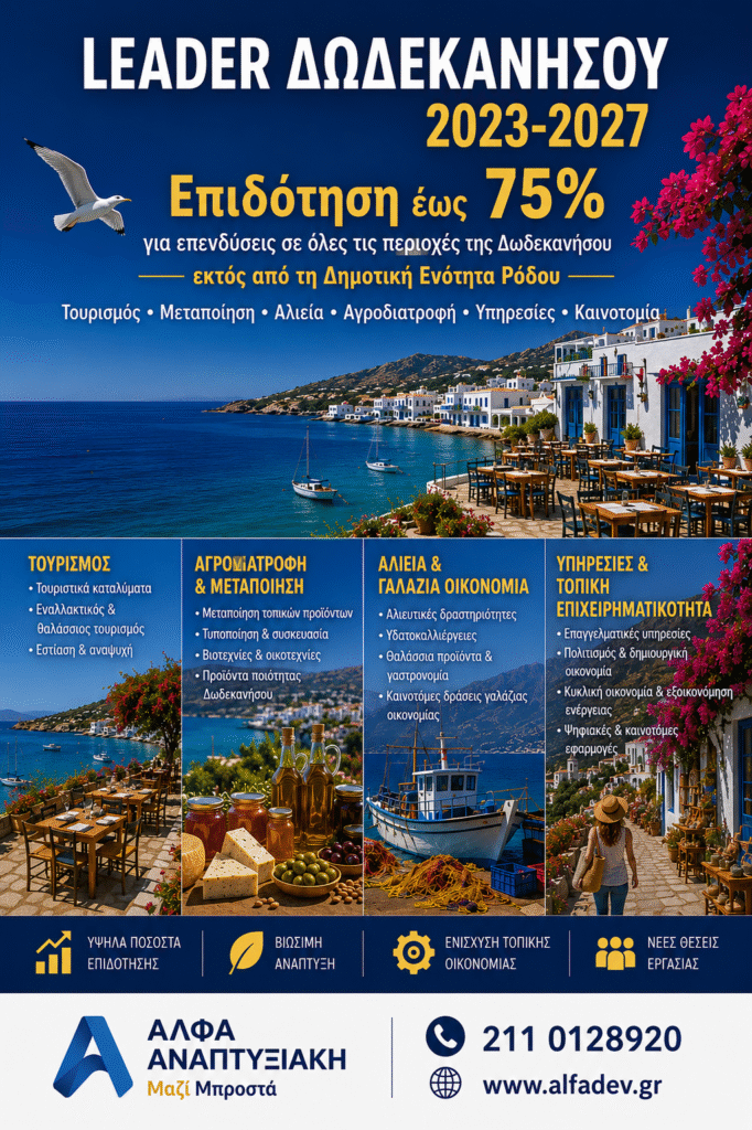 Πρόγραμμα LEADER Δωδεκανήσου – Νέες Επιδοτήσεις για Επιχειρήσεις